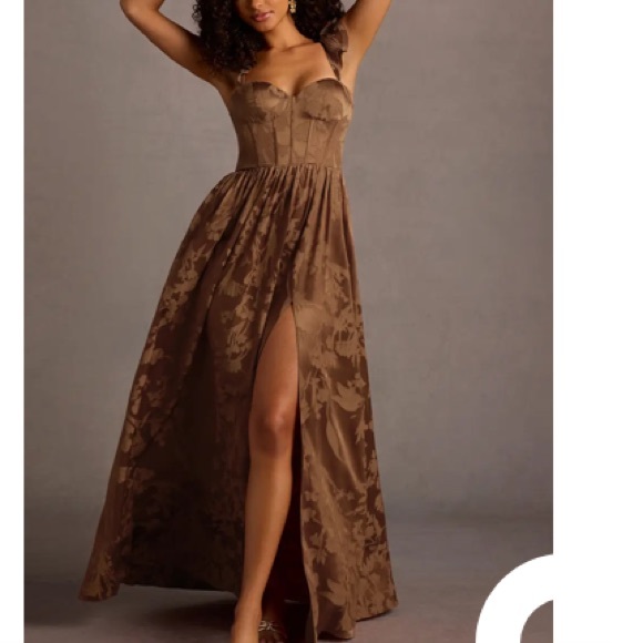 Azazie JIANNA COCO FLUTTER SLEEVES MAXI DRESS - Picture 3 of 9